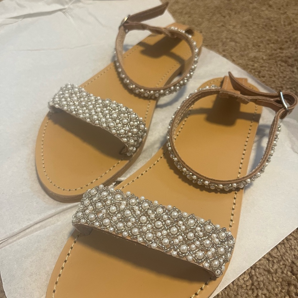 Wedding Sandals - Bridal Shoes - Wedding Flats - Picture 4 of 6